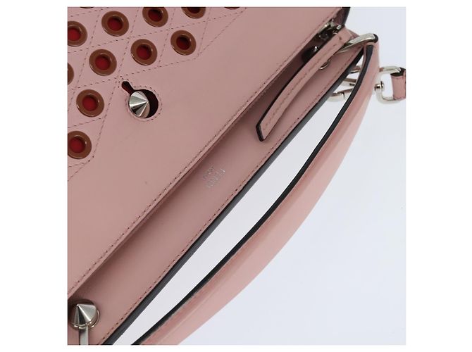 FENDI Dot Com Handtasche aus Leder 2-in-1 Rosa Silber Authentisch bs30098 Pink - view 6