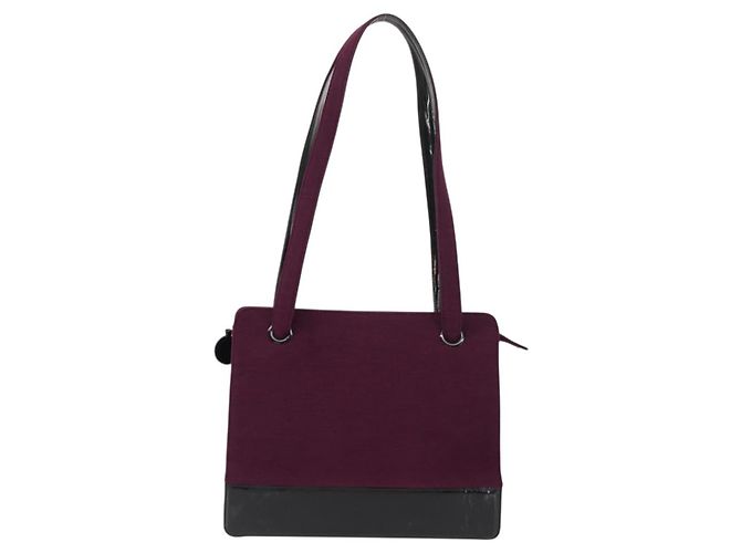 Chanel Borsa Tote in Cotone Viola Nera CC Auth bs30089 Nero Porpora - vista 2