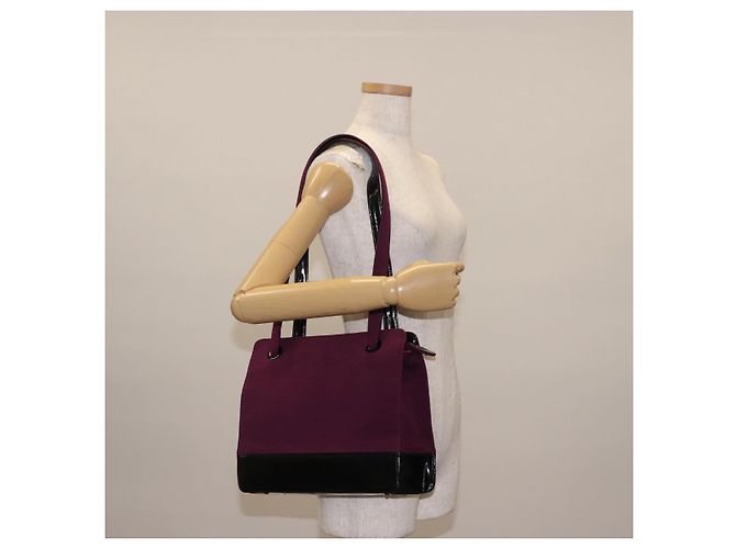 Chanel Borsa Tote in Cotone Viola Nera CC Auth bs30089 Nero Porpora - vista 22