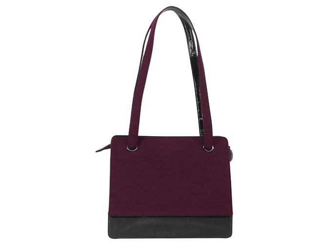 Chanel Borsa Tote in Cotone Viola Nera CC Auth bs30089 Nero Porpora - vista 3