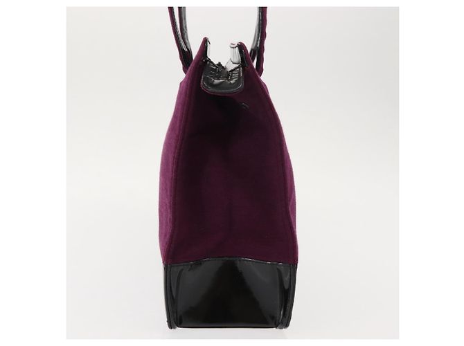 Chanel Borsa Tote in Cotone Viola Nera CC Auth bs30089 Nero Porpora - vista 4