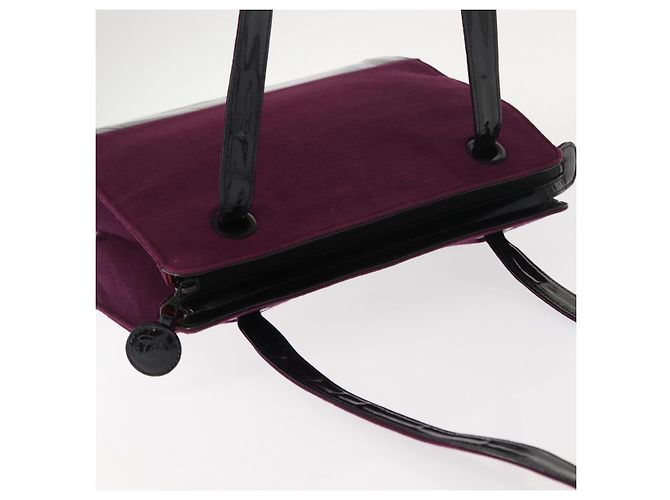 Chanel Borsa Tote in Cotone Viola Nera CC Auth bs30089 Nero Porpora - vista 6