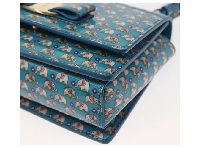 Borsa a Spalla Salvatore Ferragamo Vala Smalto Blu Oro Auth bs30122 D'oro - vista 11