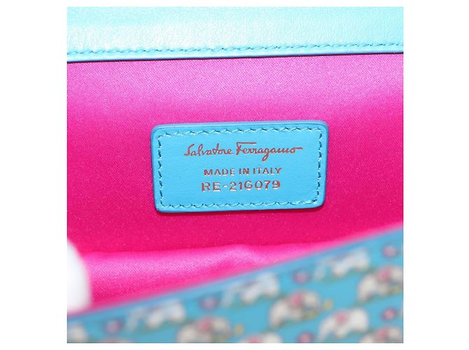 Borsa a Spalla Salvatore Ferragamo Vala Smalto Blu Oro Auth bs30122 D'oro - vista 16