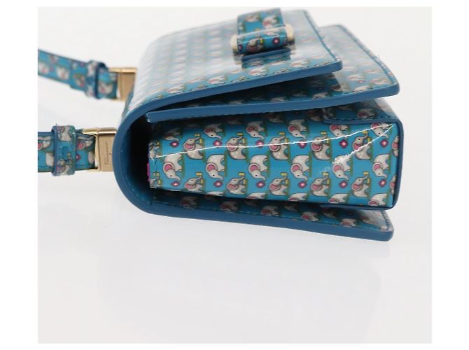 Borsa a Spalla Salvatore Ferragamo Vala Smalto Blu Oro Auth bs30122 D'oro - vista 5