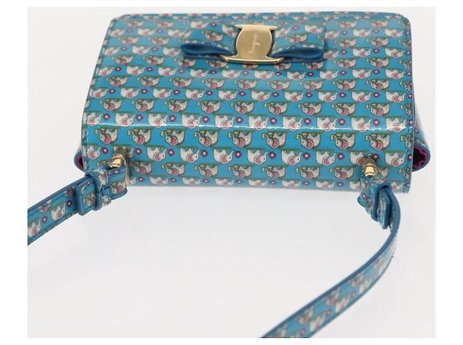 Borsa a Spalla Salvatore Ferragamo Vala Smalto Blu Oro Auth bs30122 D'oro - vista 6