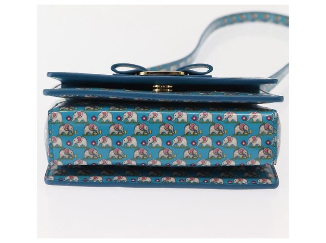 Borsa a Spalla Salvatore Ferragamo Vala Smalto Blu Oro Auth bs30122 D'oro - vista 9