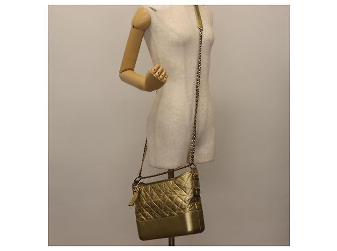 Borsa a Spalla CHANEL Pelle Oro Argento CC Auth 146160 D'oro - vista 22