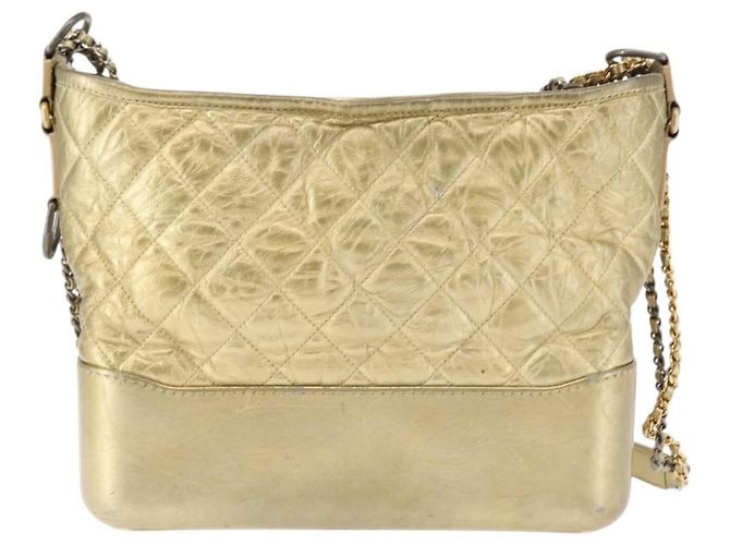 Borsa a Spalla CHANEL Pelle Oro Argento CC Auth 146160 D'oro - vista 3