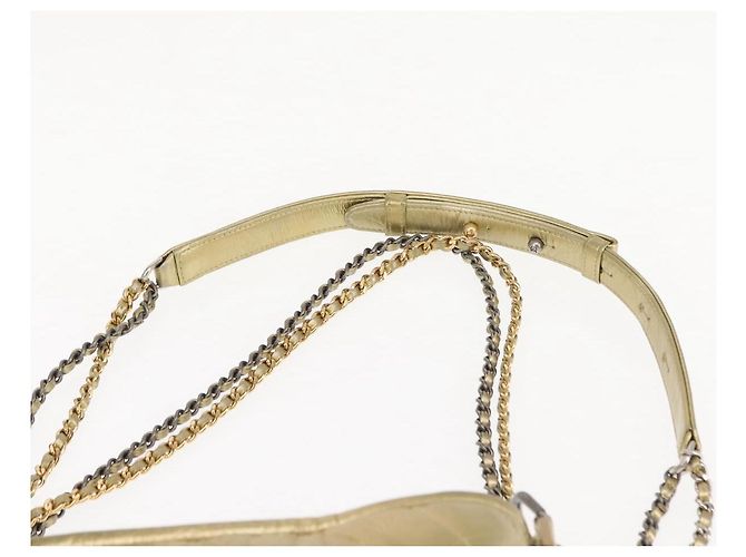 Borsa a Spalla CHANEL Pelle Oro Argento CC Auth 146160 D'oro - vista 9