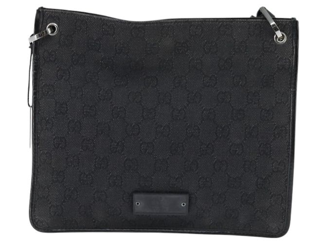 Borsa a Spalla GG Canvas Gucci Nera Argento 91762 Auth ep11415 Nero - vista 2
