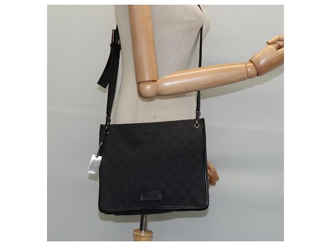 Borsa a Spalla GG Canvas Gucci Nera Argento 91762 Auth ep11415 Nero - vista 20