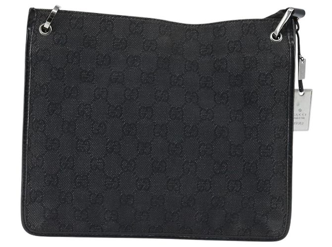 Borsa a Spalla GG Canvas Gucci Nera Argento 91762 Auth ep11415 Nero - vista 3
