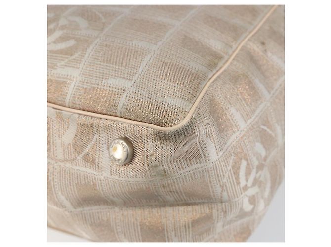 CHANEL Nuova Borsa Tote da Viaggio Nylon Beige Oro CC Auth BA7141 D'oro - vista 10