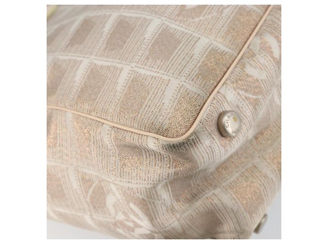CHANEL Nuova Borsa Tote da Viaggio Nylon Beige Oro CC Auth BA7141 D'oro - vista 11