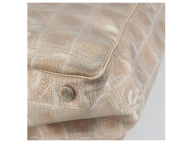 CHANEL Nuova Borsa Tote da Viaggio Nylon Beige Oro CC Auth BA7141 D'oro - vista 12