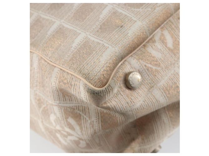 CHANEL Nuova Borsa Tote da Viaggio Nylon Beige Oro CC Auth BA7141 D'oro - vista 13
