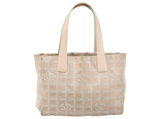 CHANEL Nuova Borsa Tote da Viaggio Nylon Beige Oro CC Auth BA7141 D'oro - vista 2
