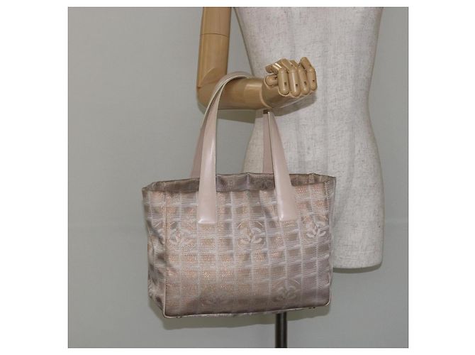 CHANEL Nuova Borsa Tote da Viaggio Nylon Beige Oro CC Auth BA7141 D'oro - vista 21