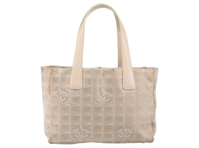 CHANEL Nuova Borsa Tote da Viaggio Nylon Beige Oro CC Auth BA7141 D'oro - vista 3