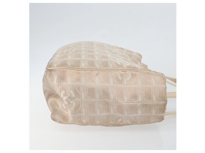 CHANEL Nuova Borsa Tote da Viaggio Nylon Beige Oro CC Auth BA7141 D'oro - vista 4