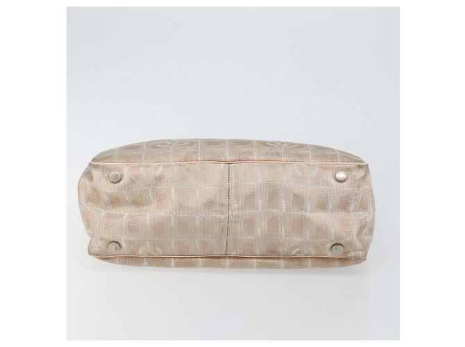CHANEL Nuova Borsa Tote da Viaggio Nylon Beige Oro CC Auth BA7141 D'oro - vista 9