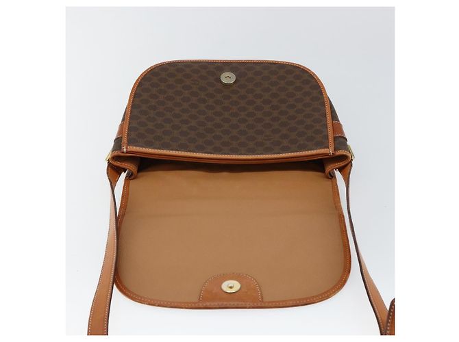 Céline Borsa a Spalla in Tela Macadam CELINE in Pelle PVC Marrone Oro Auth ep11291 D'oro - vista 16