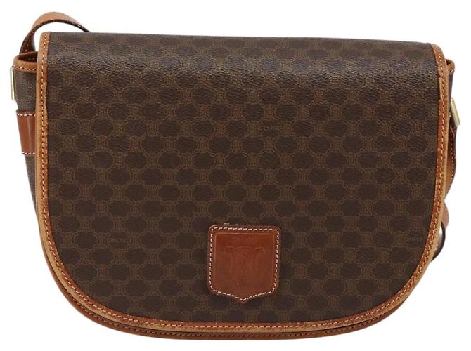 Céline Borsa a Spalla in Tela Macadam CELINE in Pelle PVC Marrone Oro Auth ep11291 D'oro - vista 2