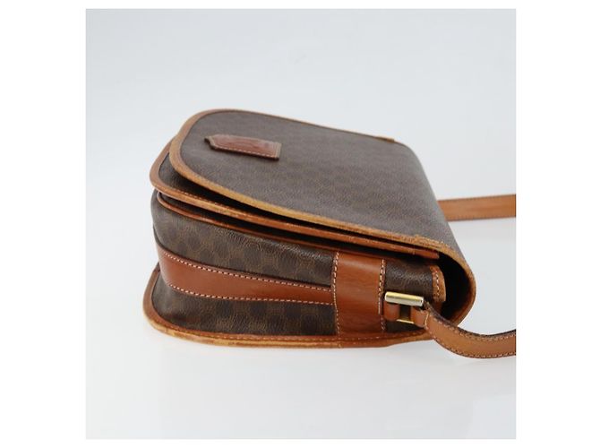 Céline Borsa a Spalla in Tela Macadam CELINE in Pelle PVC Marrone Oro Auth ep11291 D'oro - vista 4