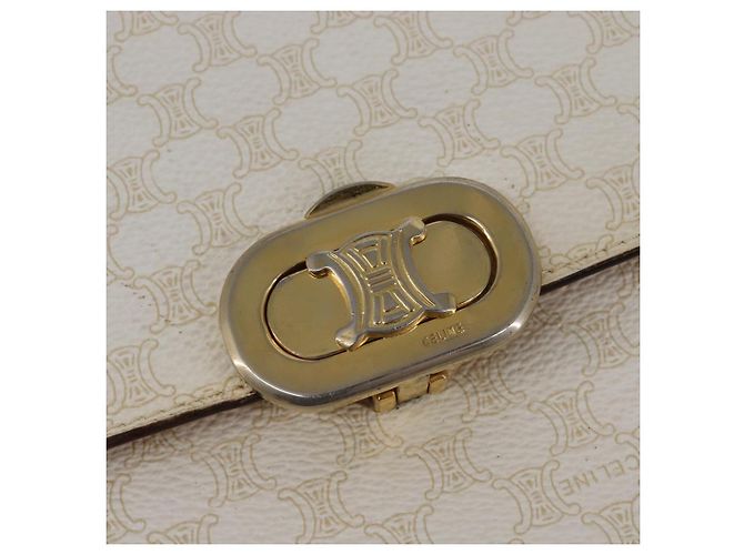 Céline Borsa a spalla in tela Macadam CELINE in pelle PVC bianca e oro Auth 146823 Bianco D'oro - vista 14