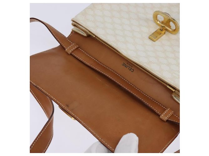 Céline Borsa a spalla in tela Macadam CELINE in pelle PVC bianca e oro Auth 146823 Bianco D'oro - vista 15