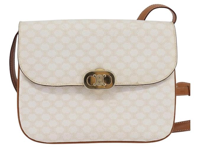 Céline Borsa a spalla in tela Macadam CELINE in pelle PVC bianca e oro Auth 146823 Bianco D'oro - vista 2