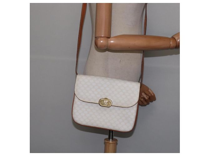 Céline Borsa a spalla in tela Macadam CELINE in pelle PVC bianca e oro Auth 146823 Bianco D'oro - vista 25