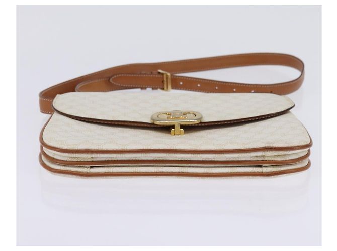Céline Borsa a spalla in tela Macadam CELINE in pelle PVC bianca e oro Auth 146823 Bianco D'oro - vista 9