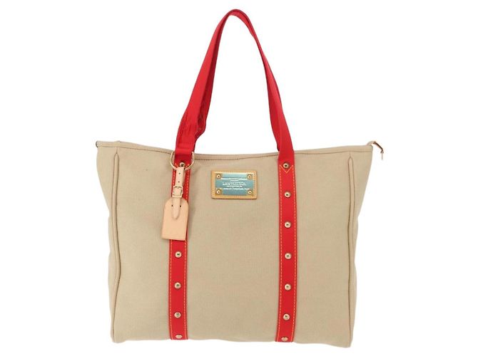 LOUIS VUITTON Borsa Tote Antigua Hippo GM Beige Rosso M40032 LV Auth BA7007 - vista 13