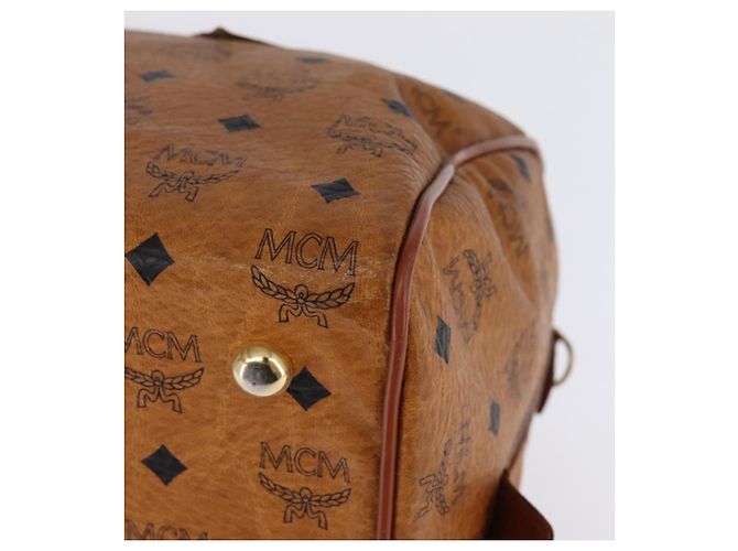 Borsa Boston MCM Logogram Vicetos in pelle PVC marrone e oro Auth gh901 D'oro - vista 14