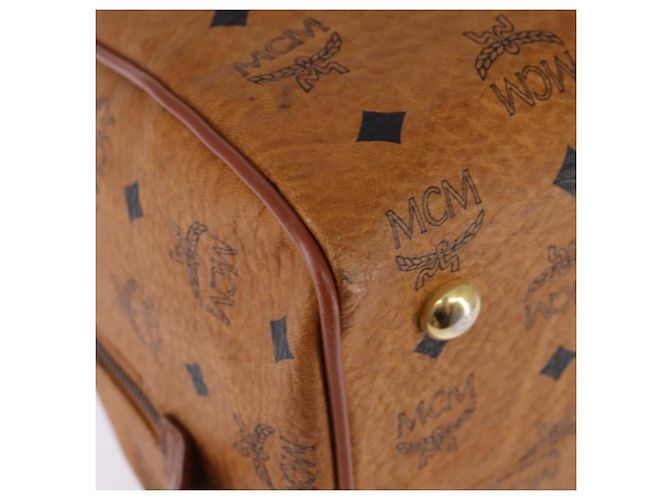 Borsa Boston MCM Logogram Vicetos in pelle PVC marrone e oro Auth gh901 D'oro - vista 15