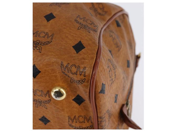 Borsa Boston MCM Logogram Vicetos in pelle PVC marrone e oro Auth gh901 D'oro - vista 16