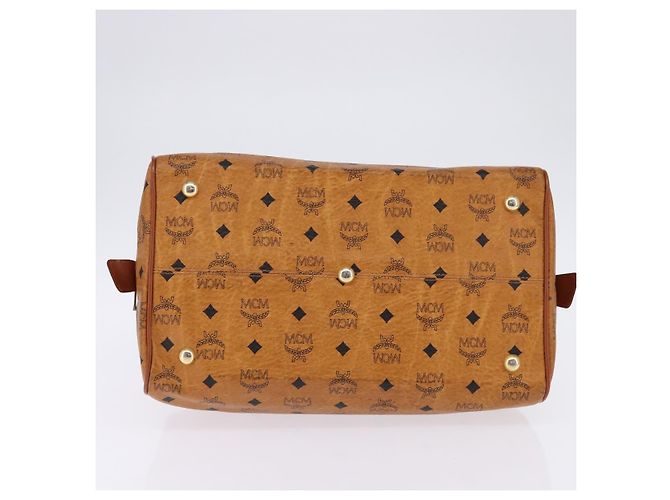 Borsa Boston MCM Logogram Vicetos in pelle PVC marrone e oro Auth gh901 D'oro - vista 5