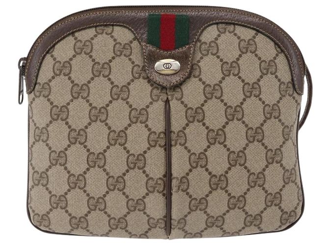 Borsa Gucci GG Supreme Web Sherry Line PVC Beige Oro Rosso 904 02 047 Auth BA6221 D'oro - vista 13