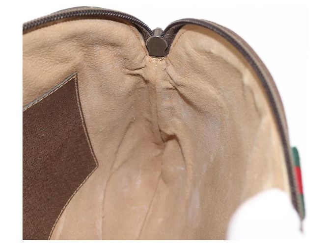 Borsa Gucci GG Supreme Web Sherry Line PVC Beige Oro Rosso 904 02 047 Auth BA6221 D'oro - vista 19