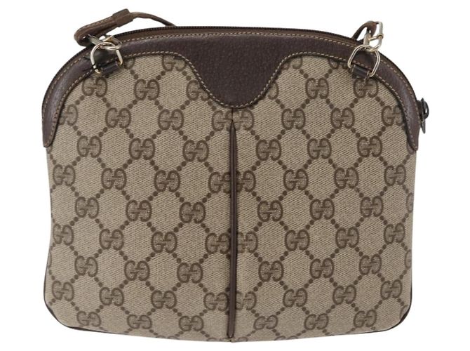 Borsa Gucci GG Supreme Web Sherry Line PVC Beige Oro Rosso 904 02 047 Auth BA6221 D'oro - vista 2