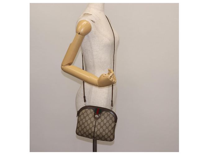 Borsa Gucci GG Supreme Web Sherry Line PVC Beige Oro Rosso 904 02 047 Auth BA6221 D'oro - vista 21