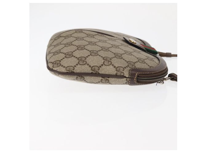 Borsa Gucci GG Supreme Web Sherry Line PVC Beige Oro Rosso 904 02 047 Auth BA6221 D'oro - vista 3