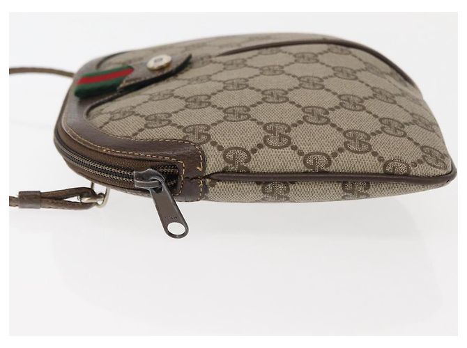 Borsa Gucci GG Supreme Web Sherry Line PVC Beige Oro Rosso 904 02 047 Auth BA6221 D'oro - vista 4