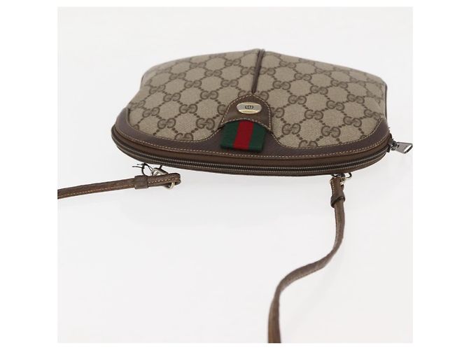 Borsa Gucci GG Supreme Web Sherry Line PVC Beige Oro Rosso 904 02 047 Auth BA6221 D'oro - vista 6