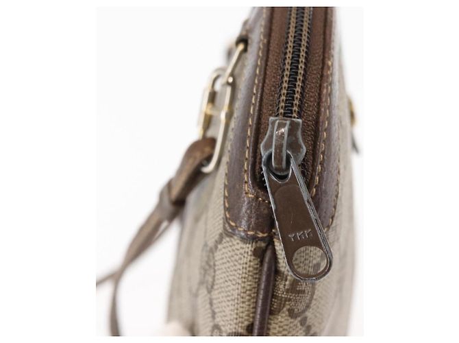 Borsa Gucci GG Supreme Web Sherry Line PVC Beige Oro Rosso 904 02 047 Auth BA6221 D'oro - vista 9