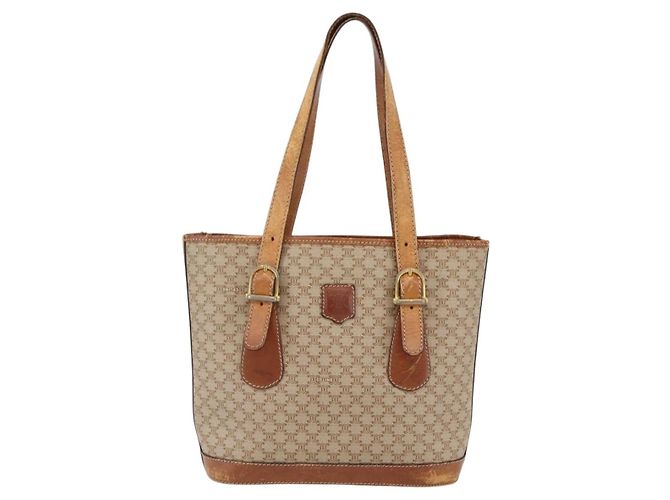 Céline CELINE Macadam Canvas Tote Bag PVC Beige Gold Auth 143582 Golden - Ansicht 13