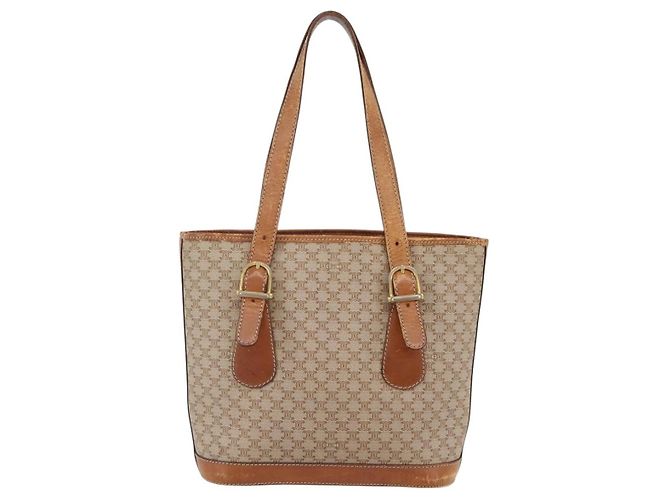 Céline CELINE Macadam Canvas Tote Bag PVC Beige Gold Auth 143582 Golden - Ansicht 2
