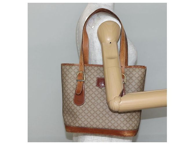 Céline CELINE Macadam Canvas Tote Bag PVC Beige Gold Auth 143582 Golden - Ansicht 23